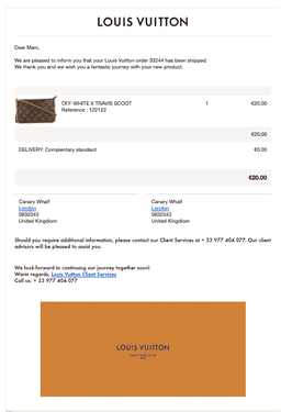 Louisvuitton receipt example
